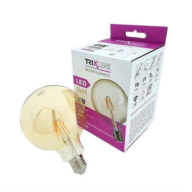 Filament LED bulb E27 4W warm white TRIXLINE G125 Gold