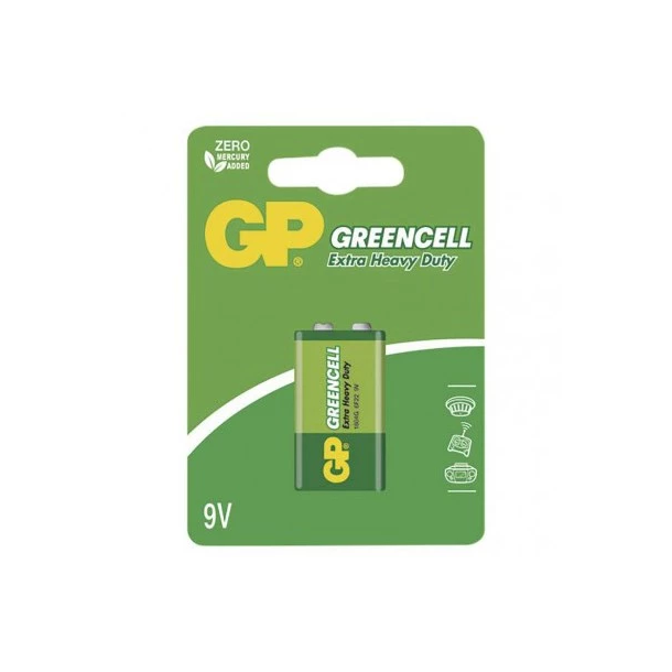 Batteri 6F22 (9V) Zn-Cl GP Greencell