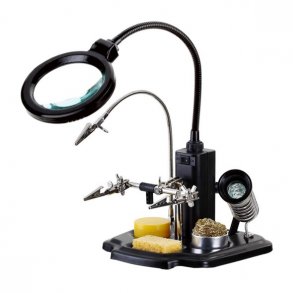 Magnifying lamp round + helping hand, LED(16x)