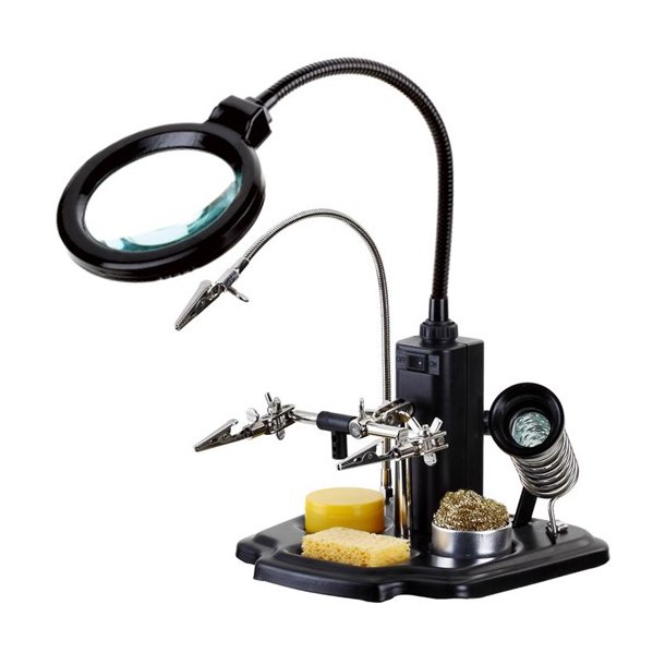 Magnifying lamp round + helping hand, LED(16x)