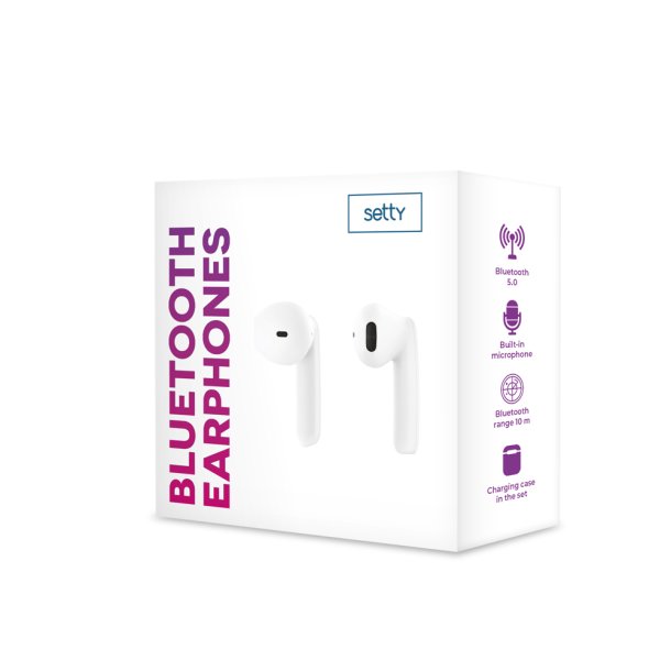 Setty Bluetooth earphones TWS with a charging case white