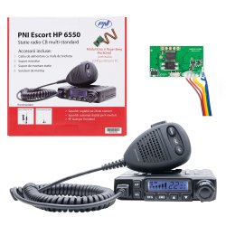 CB PNI Escort HP 6550 Radio Station with PNI ECH01 installed, multistandard, 4W, AM-FM, 12V, ASQ, with echo mode