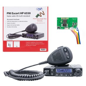 CB PNI Escort HP 6550 Radio Station with PNI ECH01 installed, multistandard, 4W, AM-FM, 12V, ASQ, with echo mode