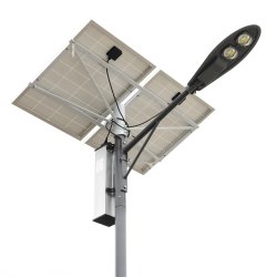 SL802 gatelysstolpe med to 160W solcellepaneler 