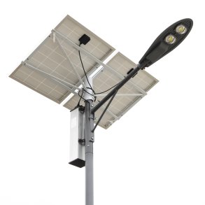 SL802 gatelysstolpe med to 160W solcellepaneler 