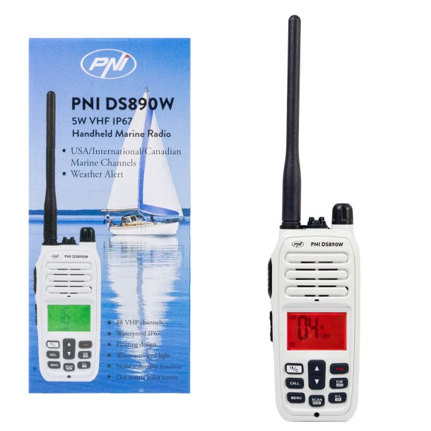 DS890W portable marine radio station, 88 channels,