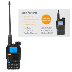 Portable VHF/UHF radio station PNI P18UV, dualband, 144-146MHz and 430-440MHz, 200CH, VOX, Scan, Rad