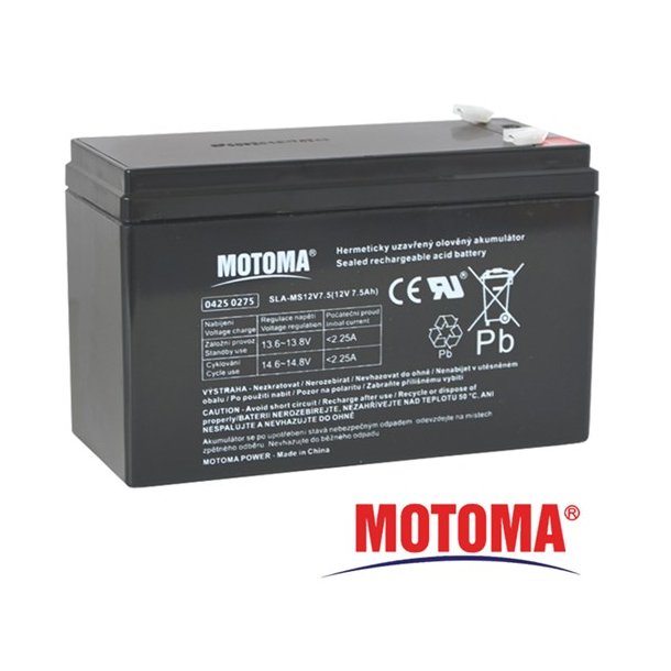 Sealed lead acid battery 12V 7,5Ah MOTOMA (terminal 4,75 mm)