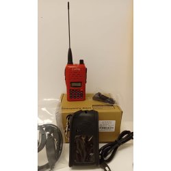 Jaktradio Lofeng Hunter VHF farge rd, Med jeger remick, 2stk gumiantenner + breveske i lr.