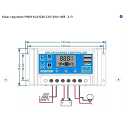Solar regulator PWM KLX3220 12V/20A+USB