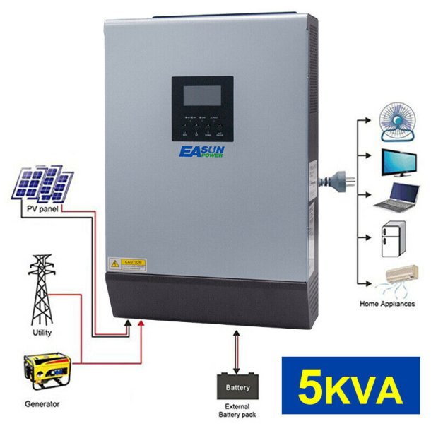 Solar Inverter 5Kva 4000W 48V 220V Pure Sine Wave PWM Off-Grid Hybrid Inverter