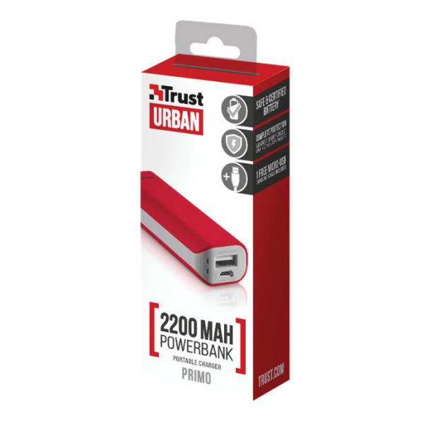 Primo PowerBank 2200 Portable Charger - red