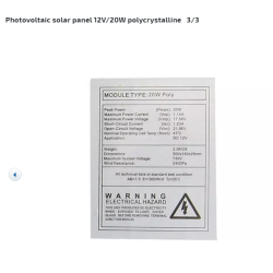 Photovoltaic solar panel 12V/20W polycrystalline