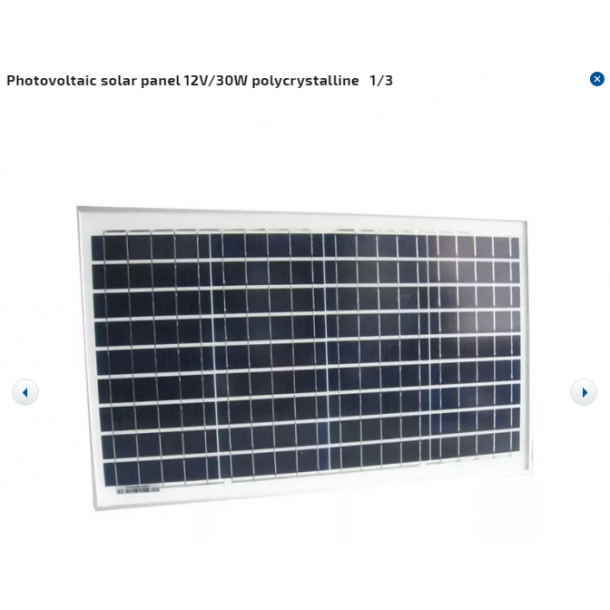 Photovoltaic solar panel 12V/30W polycrystalline