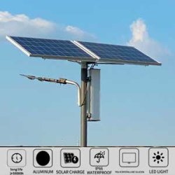 SL802 gatelysstolpe med to 160W solcellepaneler 