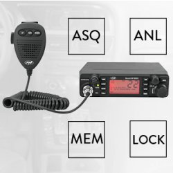 CB PNI ESCORT HP 9001 PRO ASQ radiostasjonspakke justerbar, AM-FM, 12V, 4W + CB PNI Extra 48-antenne